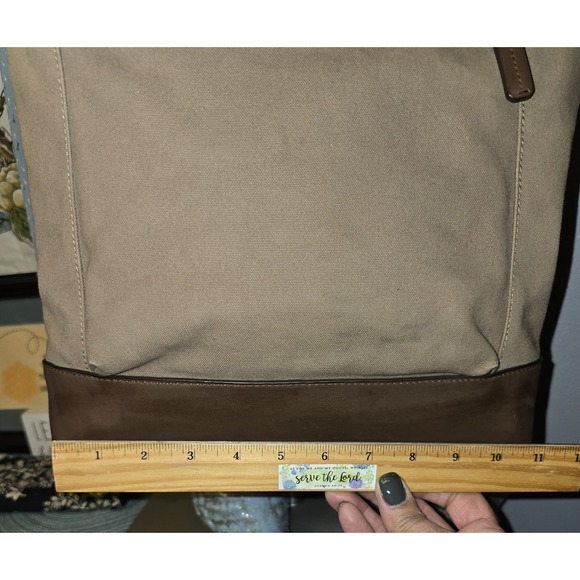 COACH KHAKI BROWN CAMDEN CANVAS ZIP TOP CROSSBODY (F70820) EXCELLENT CONDITION - Picture 15 of 16